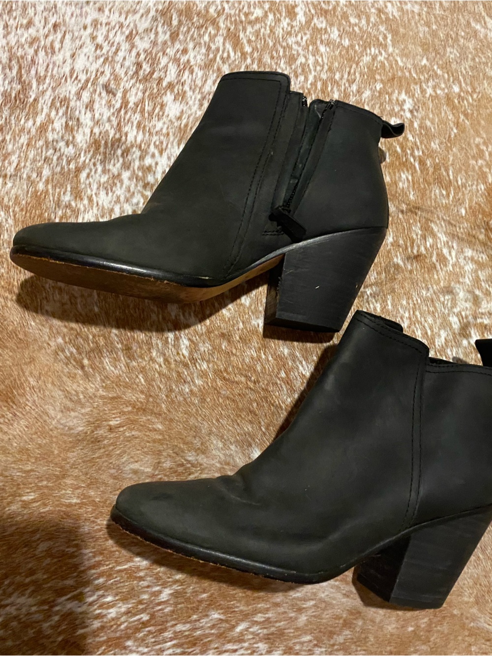 Cole Haan Black Suede Ankle Booties with Block Heel size 8